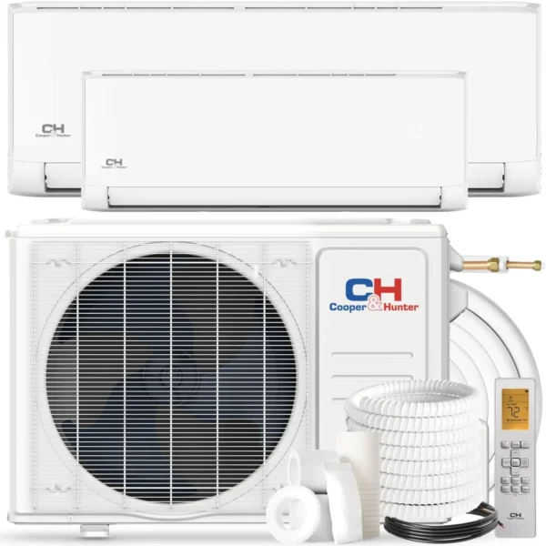 2 Zone 6k+24k Wall Mount OLIVIA Series Ductless Mini Split A/C and Heat Pump with 25ft Installation Kits – Wi-Fi Adapter Included