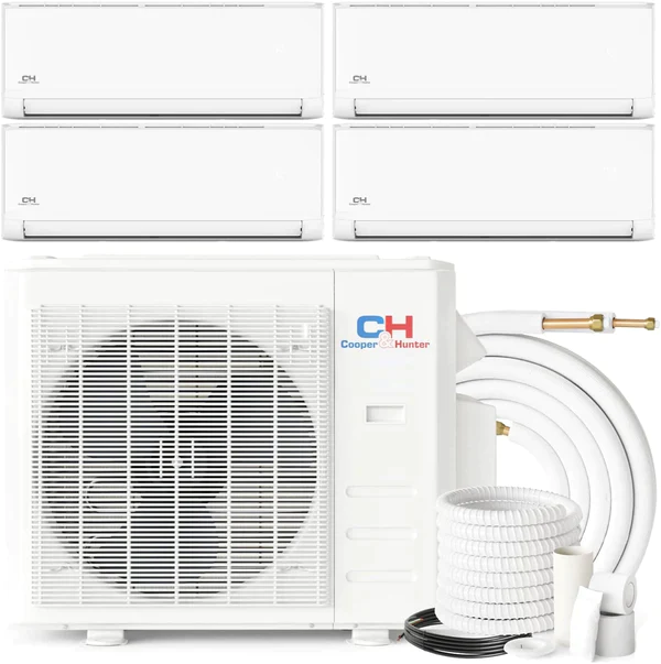 4 Zone 6k+6k+6k+12k Wall Mount OLIVIA Series Ductless Mini Split A/C and Heat Pump with 25ft Installation Kits – Wi-Fi Adapter Included