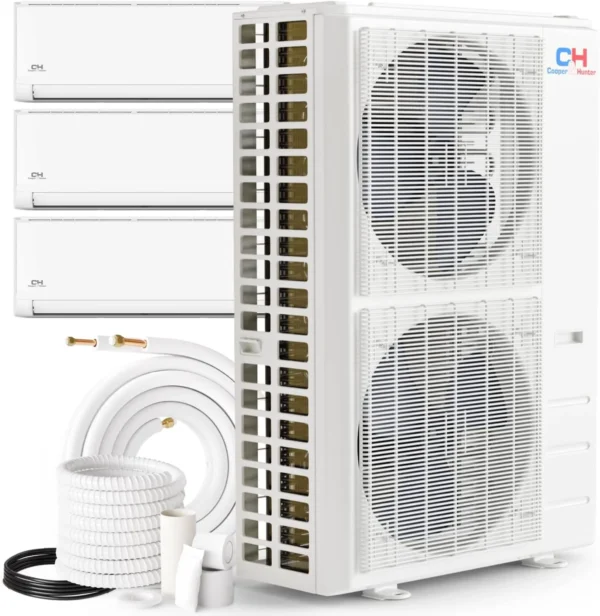 48,000 BTU 3 Zone 12k+18k+18k Ductless Mini Split with Installation Kits, Olivia Series 23.4 SEER 4 Ton Tri Zone Multi Air Conditioner System Wi-Fi Adapter Included