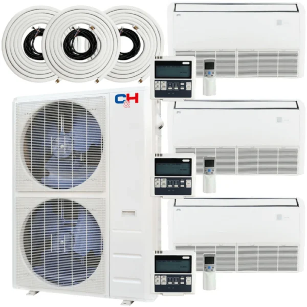 48,000 BTU 3 Zone 18k+18k+24k with Installation Kits, Sophia Series 21.5 SEER 4 Ton Universal Floor/Ceiling Tri Zone Ductless Multi Mini Split Air Conditioner