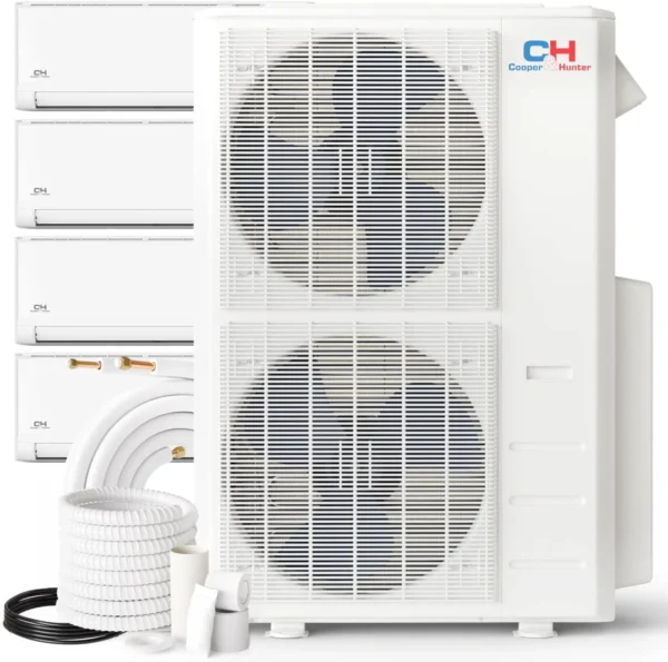 48,000 BTU 4 Zone 12k+12k+12k+12k Wall Mount Ductless Mini Split with 25ft Installation Kits, Olivia Series 23.4 SEER 4 Ton Quad Zone Multi Zone AC System Wi-Fi Adapter Included