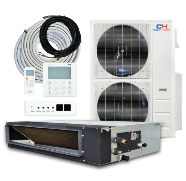 60,000 BTU 230V 18 SEER Concealed Duct Mini Split Air Conditioner & Heat Pump + Installation Kit Option, Light Commercial Series Heating and Cooling Heat Pump
