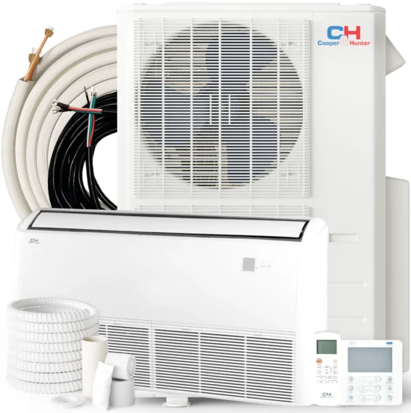 60,000 BTU 230V 18 SEER Universal Floor/Ceiling Ductless Mini Split Air Conditioner + Installation Kit Option, Heating and Cooling