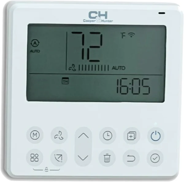Cooper&Hunter Wired Wall Thermostat Controller with a Built-in Smart Kit for Ceilings Cassettes, Ducts, Universal Floor and Ceiling, and Multi Position Air Handlers