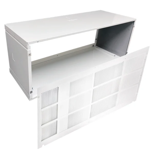 Universal PTAC Folded Metal Wall Sleeve and Exterior Grille for Packaged Terminal Air Conditioner Coated Insulated Including Condensate Drain Kit